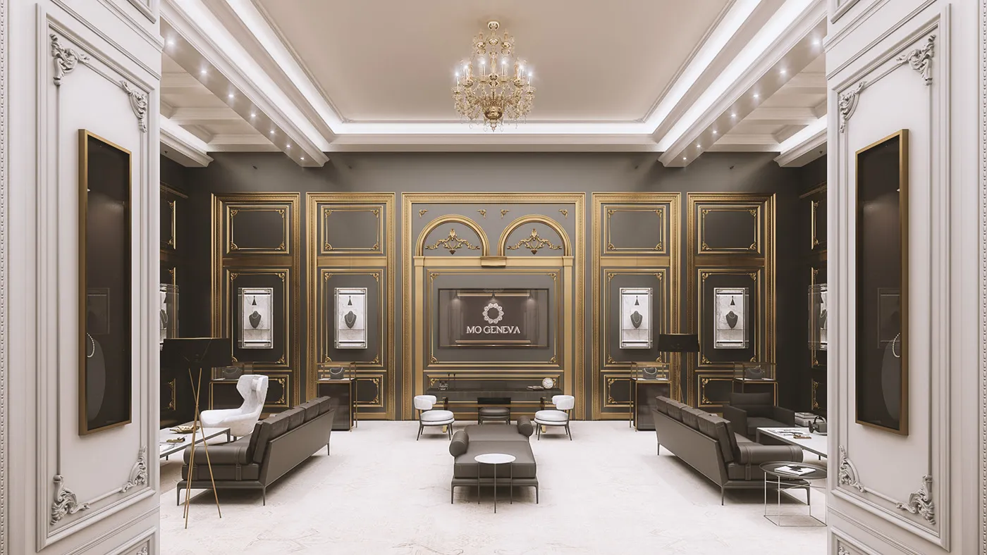 Mobilier comercial - magazin bijuterii de lux in stil clasic